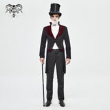 Ct173 Gothic Black And Red Bloody Embroidered Men Coat