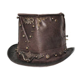 Steampunk Metallic Brown Unisex Spiked Leather Top Hat