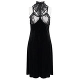 Seductress' Gothic Velvet Halterneck Lingerie
