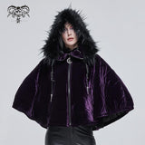 'Sweet Oblivion' Gothic Cape With Fur Lined Hood (Purple)