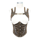 Coffee Steampunk Shapewear Sexy Women Lace Up Slim Waistcoats