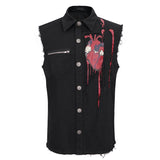 'Paper Cuts' Printed Button Up Punk Tank Top