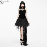 Gothic Wedding Strapless Feathered Sexy Short Velveteen Dress With Rose Lace Tail