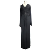 Chinese Frog Button Sexy Women Bat Sleeve Deep V Neck Evening Dress