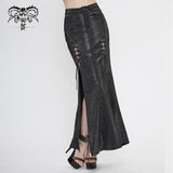 Skt124 Snakeskin Pattern Symmetrical Slit Skirt