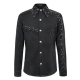 Sht066 Punk Chain Drawstring Men Shirts