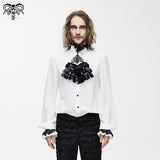 Gothic Western Fashion Palace Embroidered Ruffled Sleeves White Men Chiffon Shirts