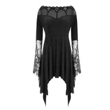 Party Horn Sleeves Off Shoulder Dark Fringe Stretchy Knitted Sexy Ladies Lace Dress