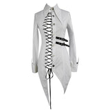 Everyday Asymmetric White Punk Women Cotton Long Blouse With Dovetail