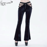 Negative Nancy' Gothic Velvet Flared Pants With Lace