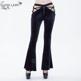 'Negative Nancy' Gothic Velvet Flared Pants With Lace