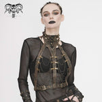 Steampunk Accessories Brown Women Distressed Body Harness With Chains