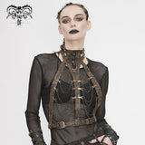 Steampunk Accessories Brown Women Distressed Body Harness With Chains