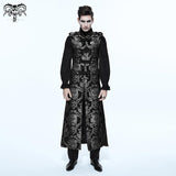 Black And Silver Palace Floral Men Long Waistcoat