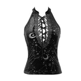 Stars And Moon Printing Daily Life Dense Velvet Sexy Ladies Vests