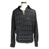 Spring Gothic Lace Up Neckline Skull Printed Men Shirt With Braids