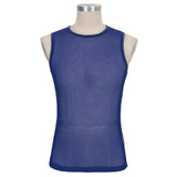 'Caution' Punk Mesh Tank Top (Blue Aliens)