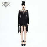 'Roar' Gothic Dress With Distressed Hemline And Cuffs