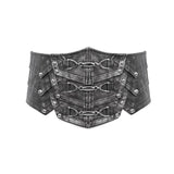 Punk Metallic Armor Silver Lace Up Men Leather Belts