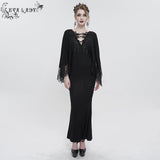 'Eldritch Terrors' Gothic Bat Sleeves Fishtail Dress