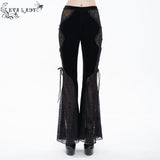 'Sparkle Witch' Side Laced Up Velvet Flared Gothic Pants