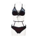 Sst018 Black And Red Velvet Swimsuit Suit