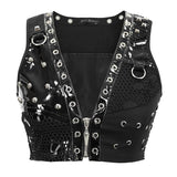 Punk Asymmetric Heavy Metal Super Short Vest