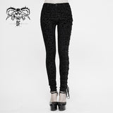 Gothic Flocking Patterned Laced Up Asymmetrical Side Women Pants