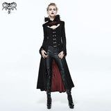 Black And Red Floral High Collar Embroidered Women Dress Coat
