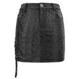 Skt126 Snakeskin Print Asymmetric Skirt