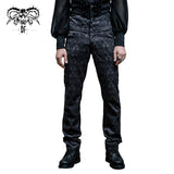 Pantalon formel 'Danse Macabre' avec imprimé ornemental gothique.