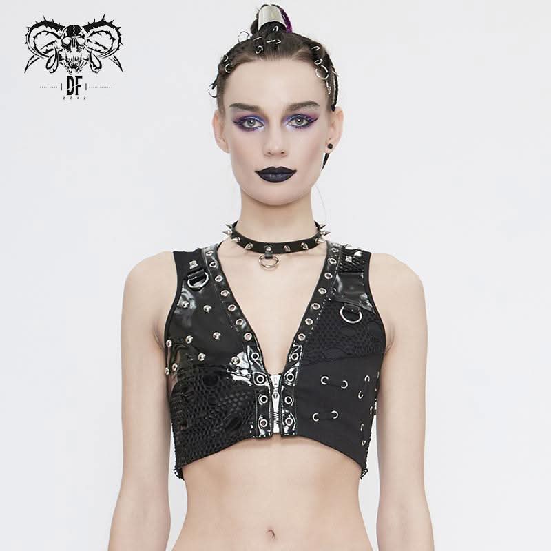 Punk Asymmetric Heavy Metal Super Short Vest