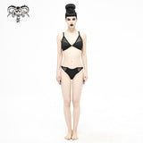 Sst016 Vertical Stripes Bat Shaped Swimsuit