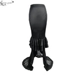 Event Gothic Short Front And Long Back Stretchy Satin Lace Up Sexy Women Fishtail Skirt