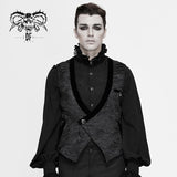 Gothic Wedding Bridegroom Napoleon Collar Pleated Asymmetrical Men Black Waistcoats