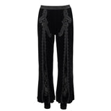 'Disorient' Gothic Flared Pants With Mesh Panels