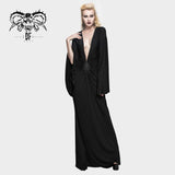 Chinese Frog Button Sexy Women Bat Sleeve Deep V Neck Evening Dress