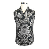 Gothic High Quality Western Fashion Black And Silver Palace Floral Men Short Waistcoats