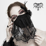 Mysterious Sexy Ladies Floral Gothic Cotton Mask With Eyelash Lace Veil