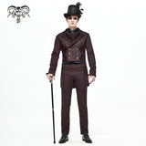 Ct17402 Wine Gothic Men Dress Coat