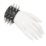 Punk Unisex Heavy Metal Wide Multi Row Spiked Leather Bracelet