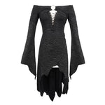 Gothic Sexy Ladies Everyday Stretchy Pleated Laced Up Waist Off Shoulder Slim Dress