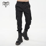 Pantalon Punk 'Infernal Majesty' avec Détails en Cuir PU