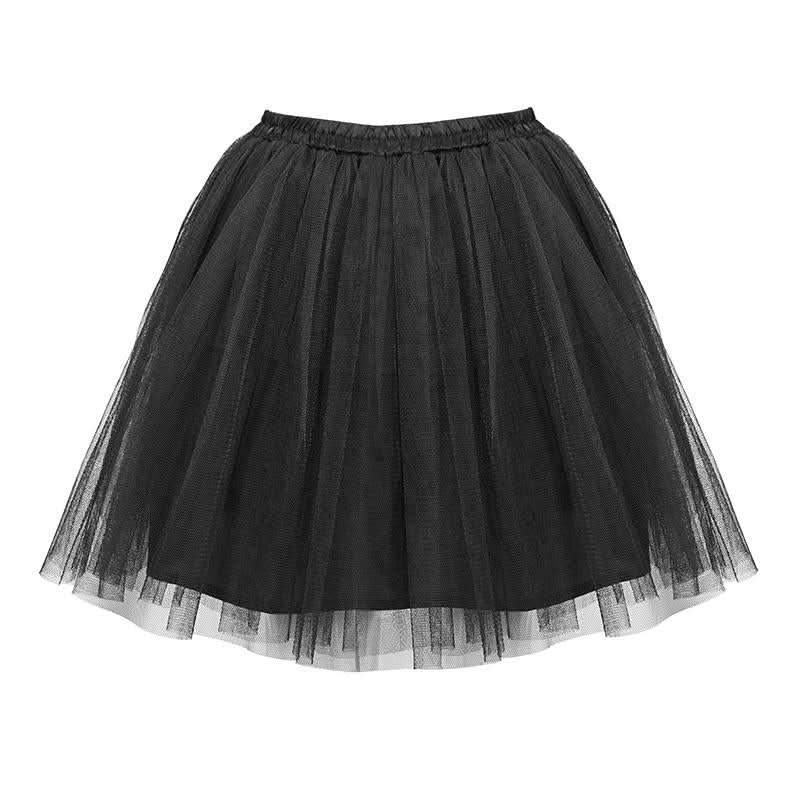 Gothic Formal Dress Accessory Women Multilayer Hard Mesh Black Bustle