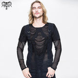 'Diavlo' Punk Distressed Mesh Shirt With Loops