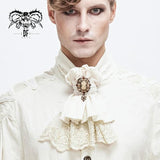 Steampunk Cameo Cream Dark Fringe Jacquard Cotton And Linen Lace Bow Tie