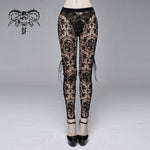 Gothic Brown Queen Patterned Printed Sexy Ladies See Through Leggings
