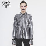 Sht05502 Cyberpunk Bright Black Pleated Blouse