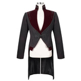 Ct173 Gothic Black And Red Bloody Embroidered Men Coat