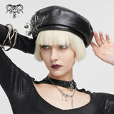 'Salome' Punk Skull Faux Leather Beret